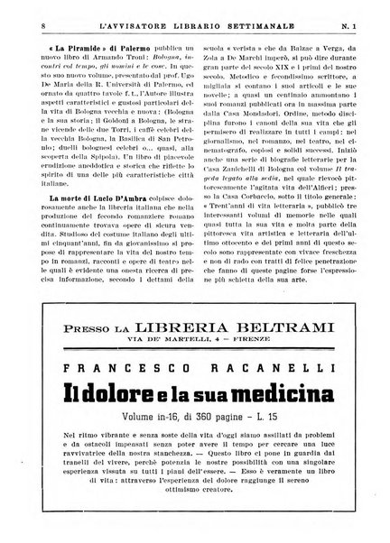 L'avvisatore librario settimanale bollettino bibliografico