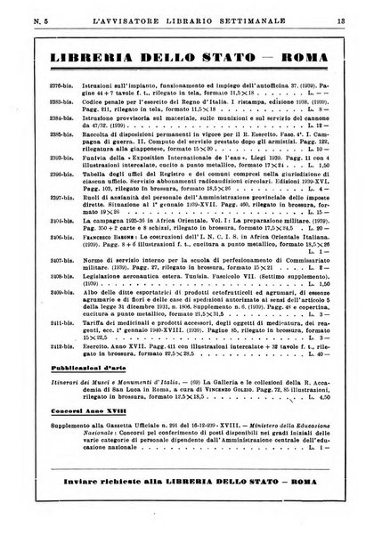 L'avvisatore librario settimanale bollettino bibliografico