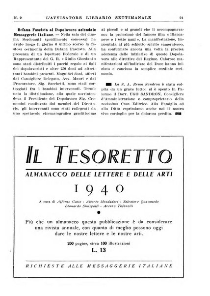 L'avvisatore librario settimanale bollettino bibliografico