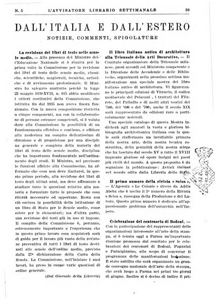 L'avvisatore librario settimanale bollettino bibliografico