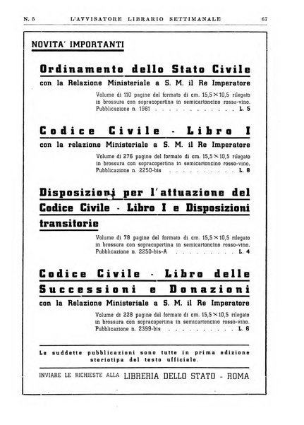 L'avvisatore librario settimanale bollettino bibliografico