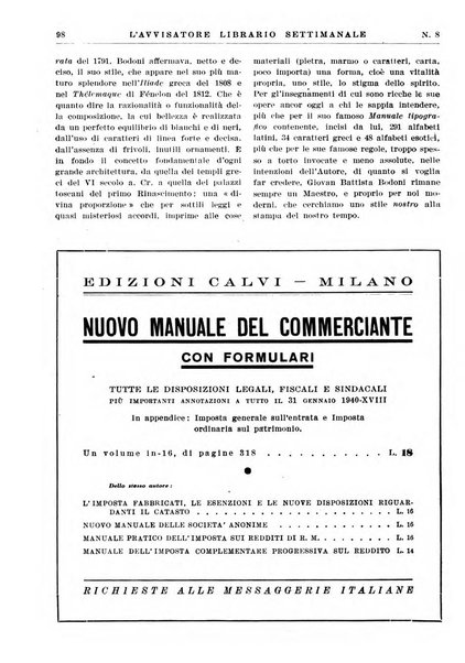 L'avvisatore librario settimanale bollettino bibliografico