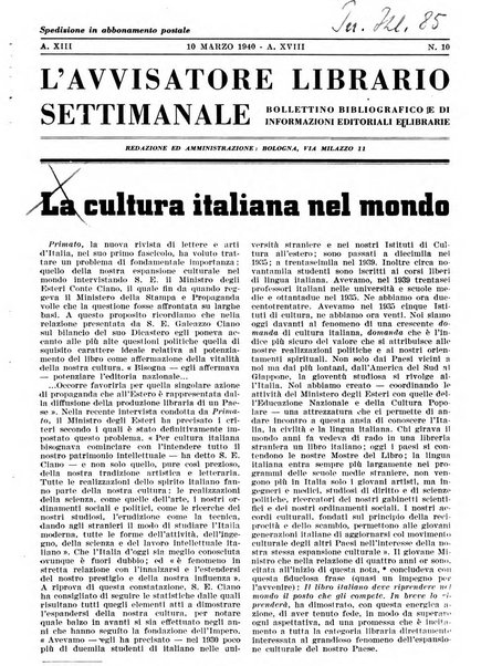 L'avvisatore librario settimanale bollettino bibliografico