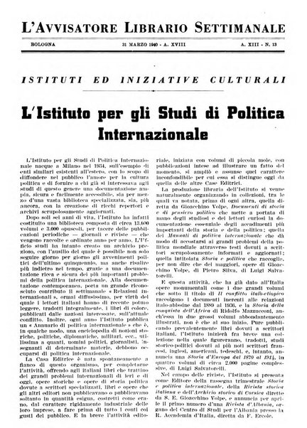 L'avvisatore librario settimanale bollettino bibliografico