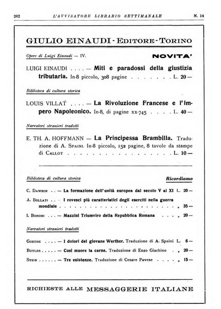 L'avvisatore librario settimanale bollettino bibliografico