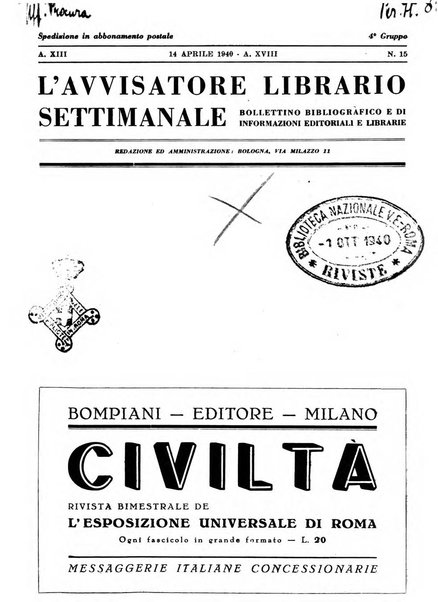 L'avvisatore librario settimanale bollettino bibliografico