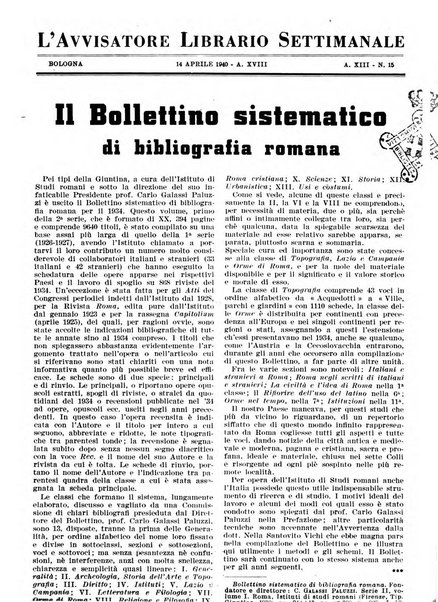 L'avvisatore librario settimanale bollettino bibliografico