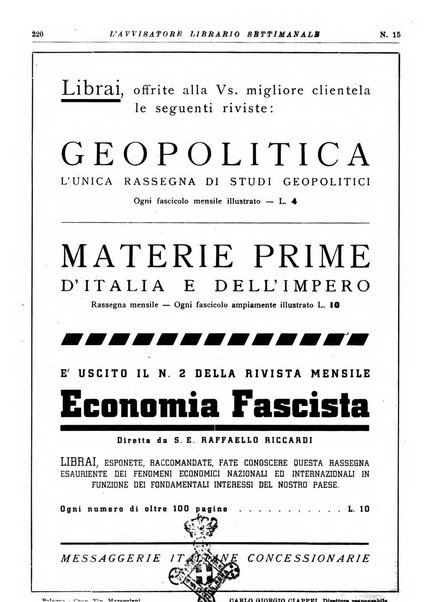 L'avvisatore librario settimanale bollettino bibliografico