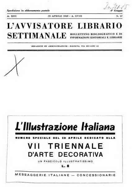 L'avvisatore librario settimanale bollettino bibliografico