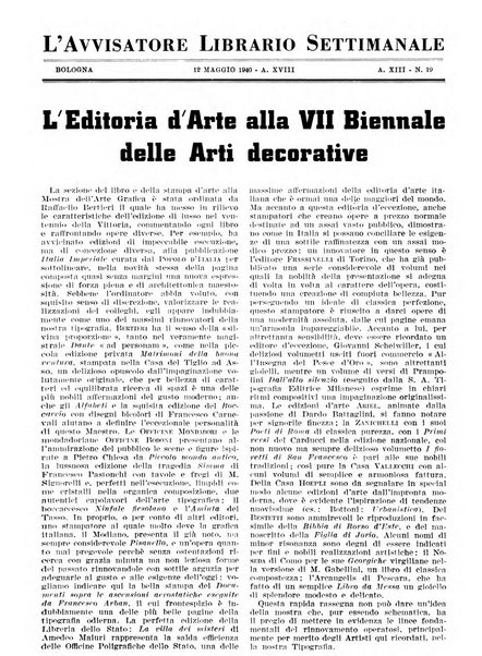 L'avvisatore librario settimanale bollettino bibliografico