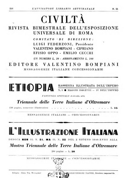 L'avvisatore librario settimanale bollettino bibliografico