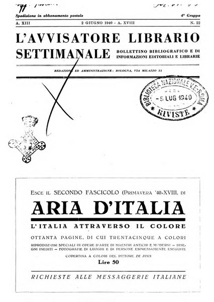 L'avvisatore librario settimanale bollettino bibliografico