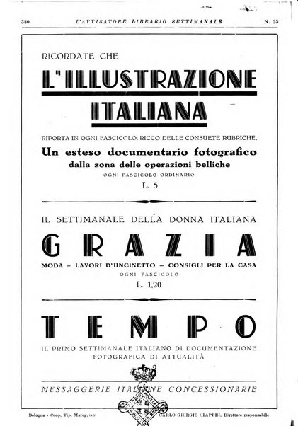 L'avvisatore librario settimanale bollettino bibliografico