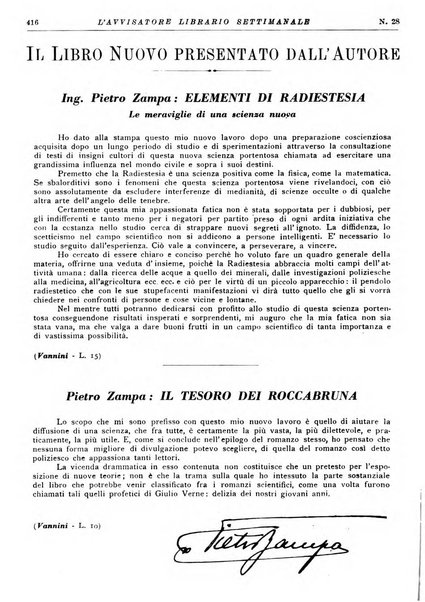 L'avvisatore librario settimanale bollettino bibliografico