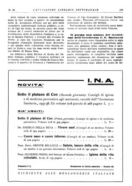 L'avvisatore librario settimanale bollettino bibliografico