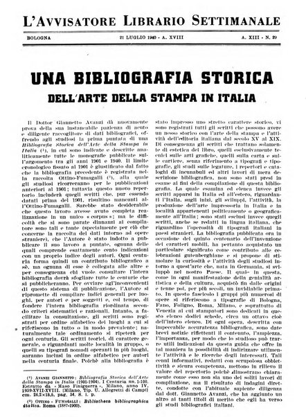 L'avvisatore librario settimanale bollettino bibliografico