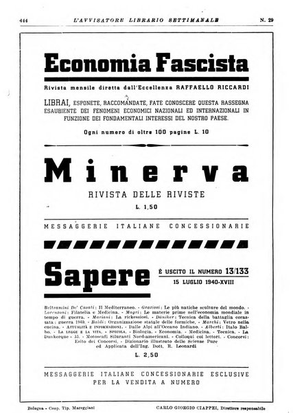 L'avvisatore librario settimanale bollettino bibliografico