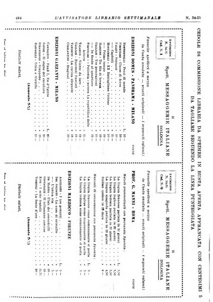 L'avvisatore librario settimanale bollettino bibliografico