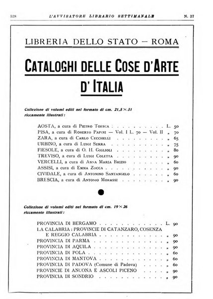 L'avvisatore librario settimanale bollettino bibliografico