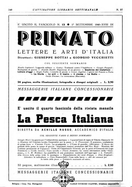 L'avvisatore librario settimanale bollettino bibliografico