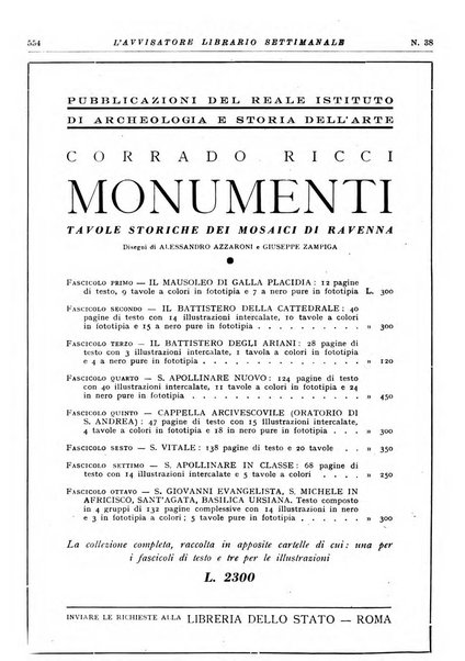 L'avvisatore librario settimanale bollettino bibliografico