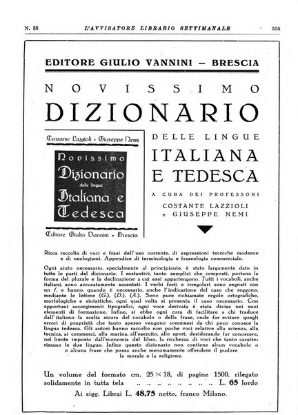 L'avvisatore librario settimanale bollettino bibliografico