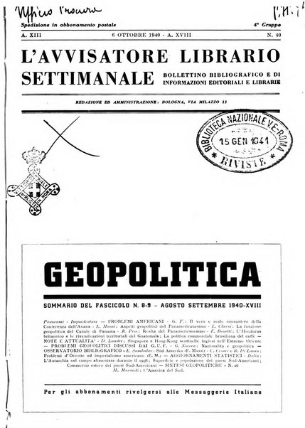 L'avvisatore librario settimanale bollettino bibliografico