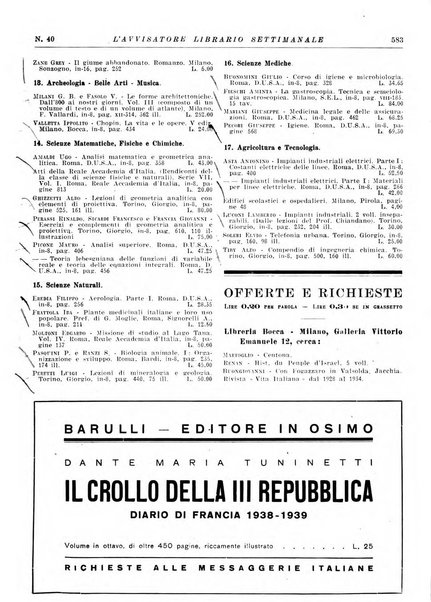 L'avvisatore librario settimanale bollettino bibliografico