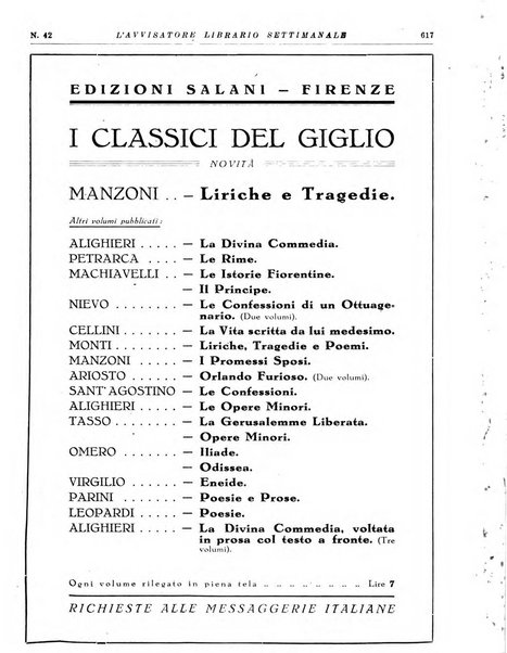 L'avvisatore librario settimanale bollettino bibliografico