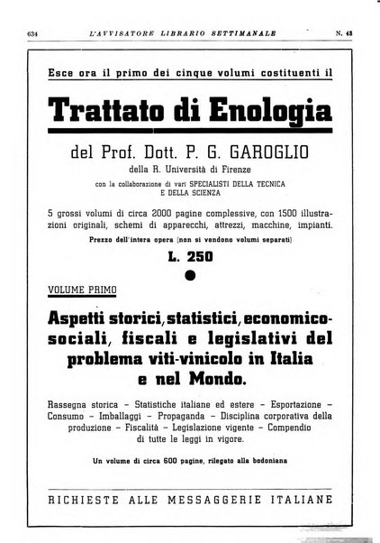 L'avvisatore librario settimanale bollettino bibliografico