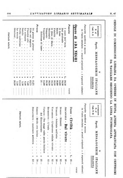 L'avvisatore librario settimanale bollettino bibliografico