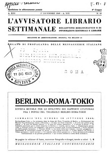 L'avvisatore librario settimanale bollettino bibliografico