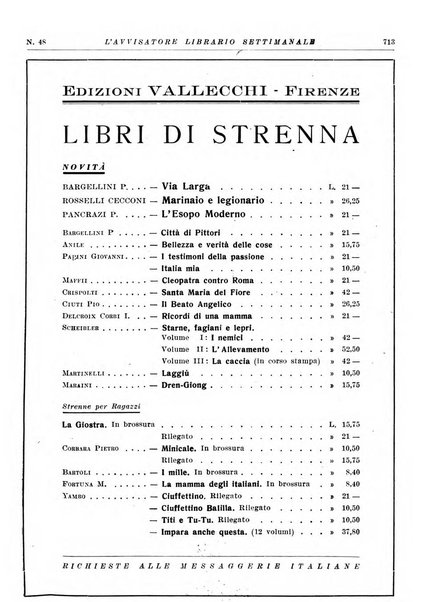 L'avvisatore librario settimanale bollettino bibliografico