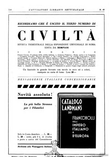 L'avvisatore librario settimanale bollettino bibliografico