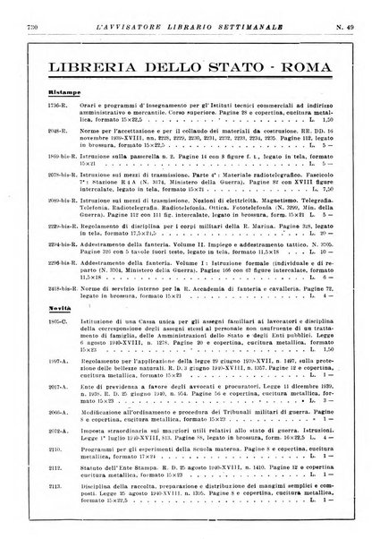 L'avvisatore librario settimanale bollettino bibliografico