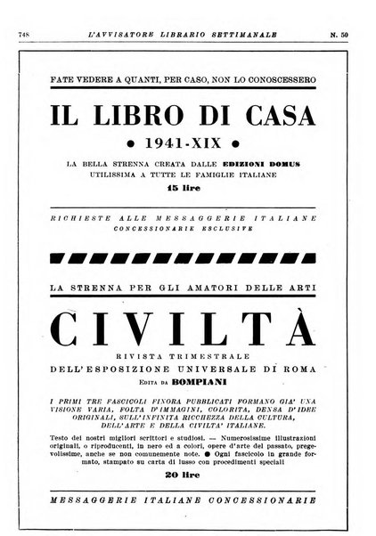 L'avvisatore librario settimanale bollettino bibliografico