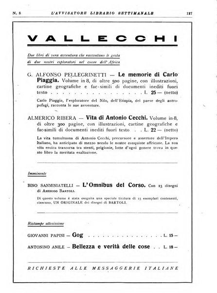 L'avvisatore librario settimanale bollettino bibliografico