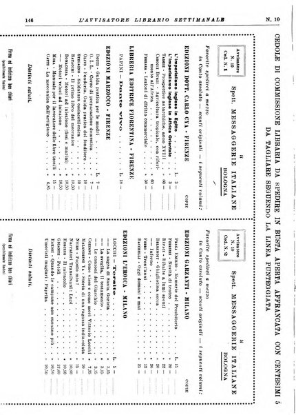 L'avvisatore librario settimanale bollettino bibliografico