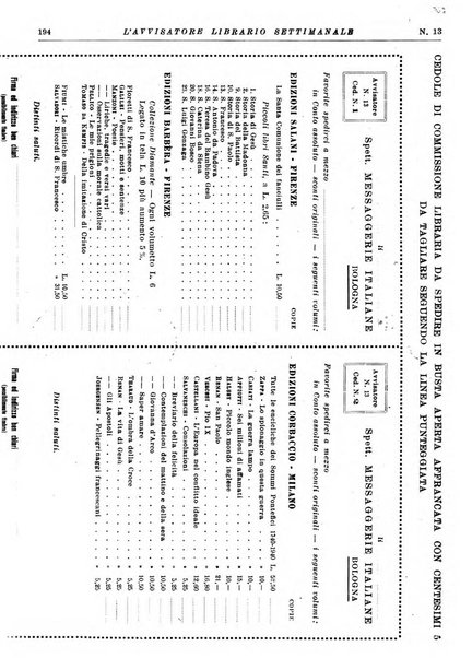 L'avvisatore librario settimanale bollettino bibliografico