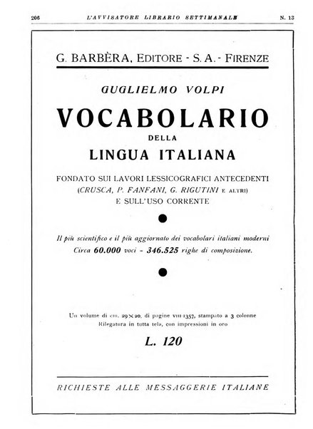 L'avvisatore librario settimanale bollettino bibliografico