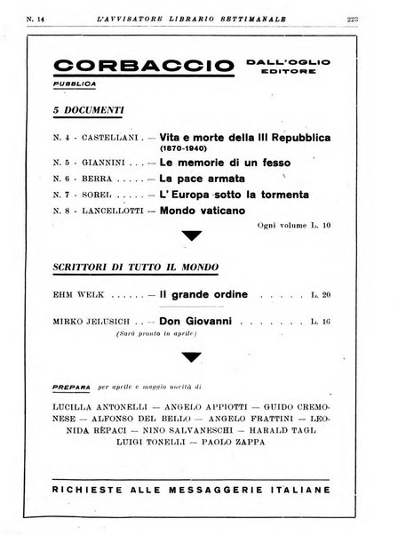 L'avvisatore librario settimanale bollettino bibliografico