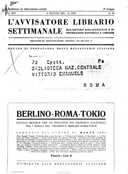 L'avvisatore librario settimanale bollettino bibliografico