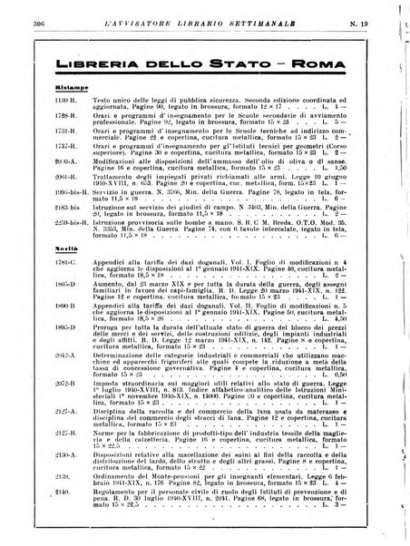 L'avvisatore librario settimanale bollettino bibliografico