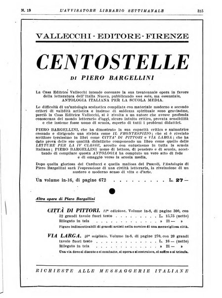 L'avvisatore librario settimanale bollettino bibliografico