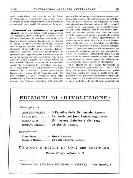 L'avvisatore librario settimanale bollettino bibliografico