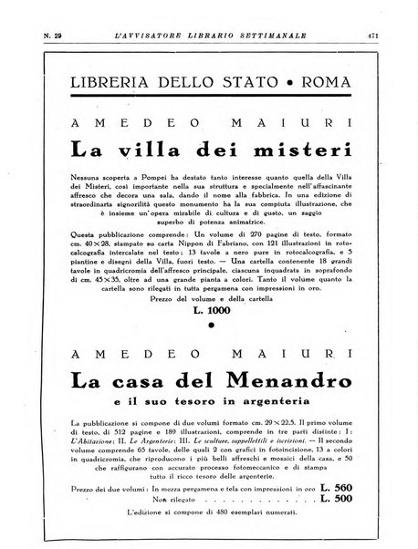 L'avvisatore librario settimanale bollettino bibliografico