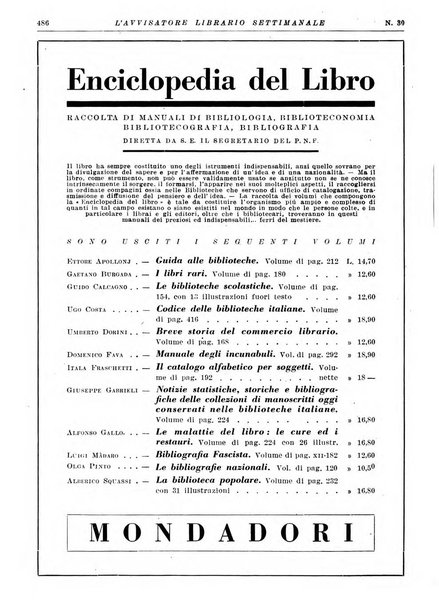 L'avvisatore librario settimanale bollettino bibliografico