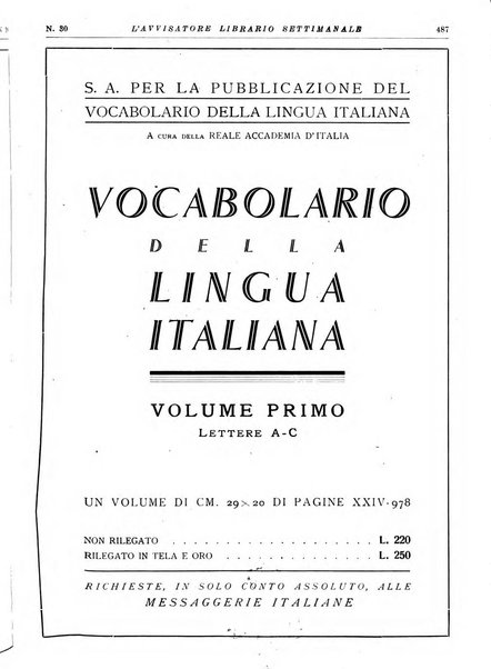 L'avvisatore librario settimanale bollettino bibliografico