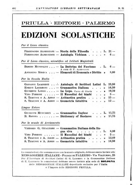 L'avvisatore librario settimanale bollettino bibliografico