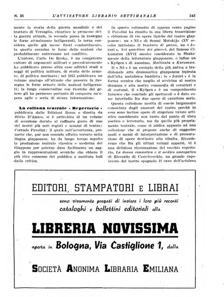 L'avvisatore librario settimanale bollettino bibliografico